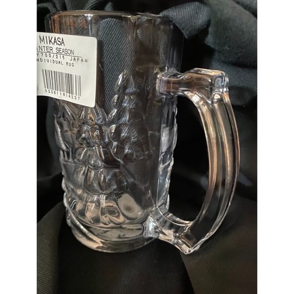 4 Mikasa Winter Season 12oz Clear Glass Mugs Trees with handle - Picture 4 of 4